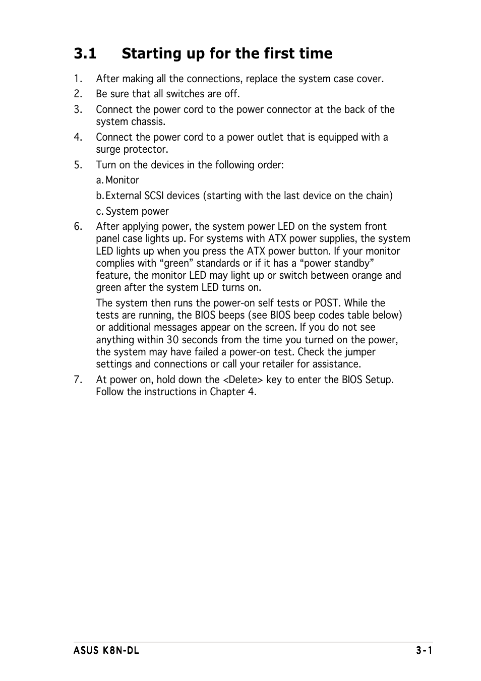 1 starting up for the first time | Asus K8N-DL User Manual | Page 53 / 112