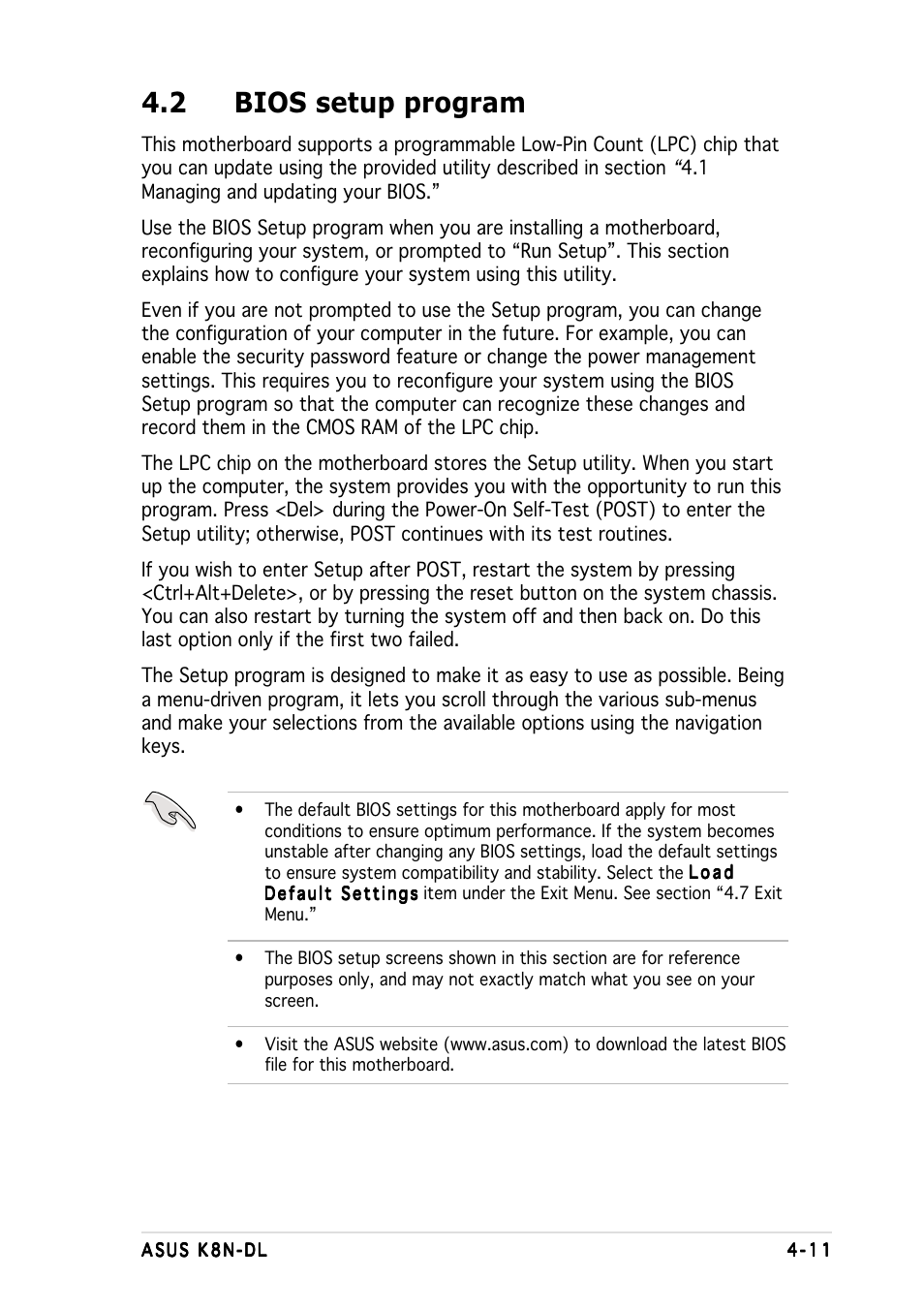 2 bios setup program | Asus K8N-DL User Manual | Page 73 / 112