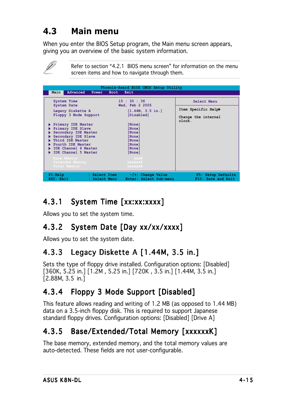 3 main menu | Asus K8N-DL User Manual | Page 77 / 112