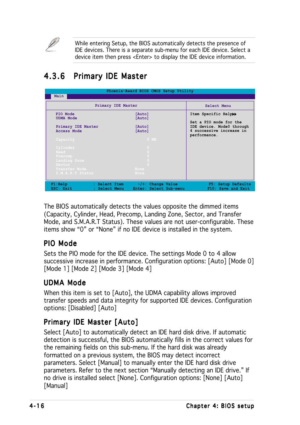 Pio mode, Udma mode, Primary ide master [auto | Asus K8N-DL User Manual | Page 78 / 112