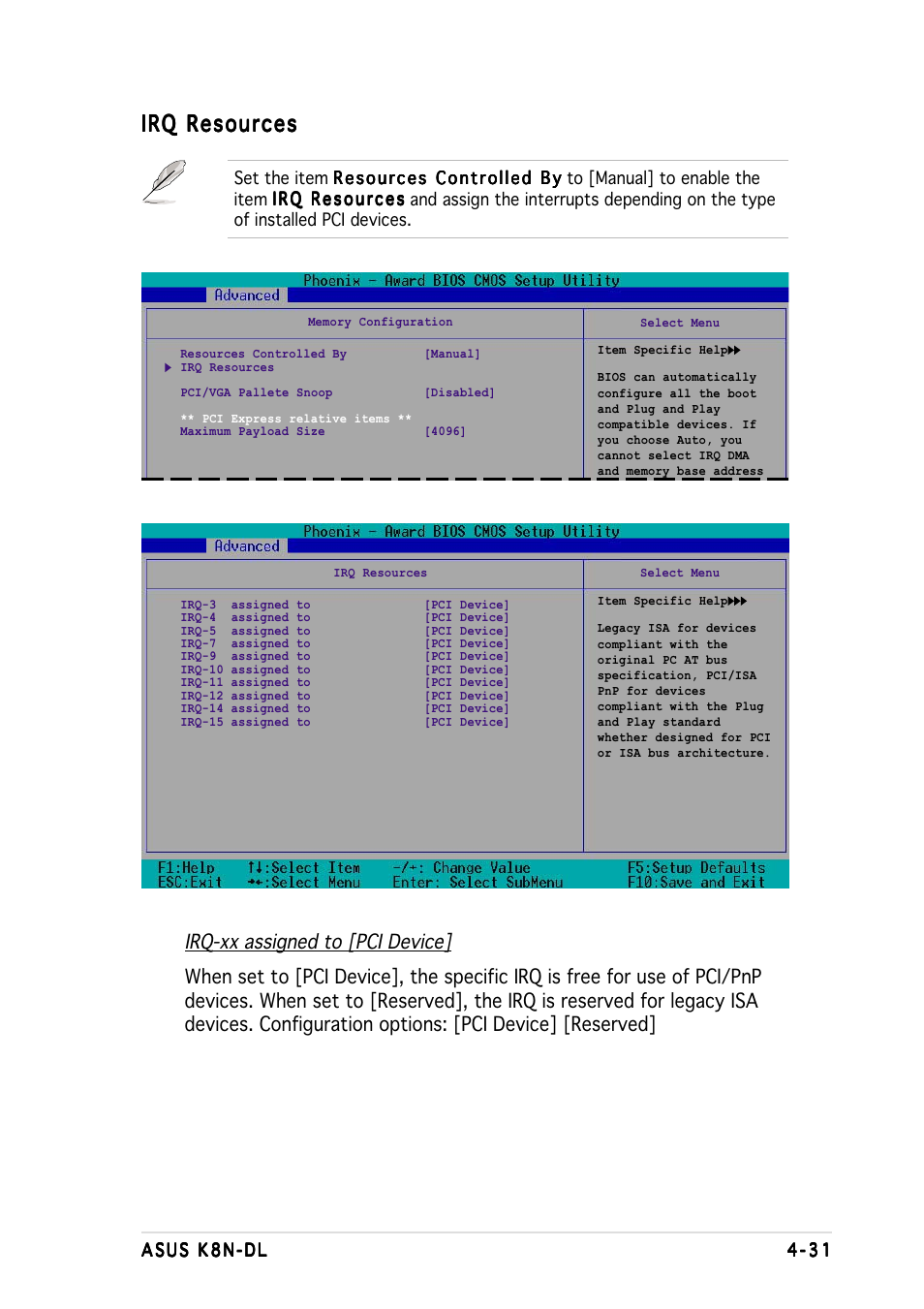 Irq resources | Asus K8N-DL User Manual | Page 93 / 112
