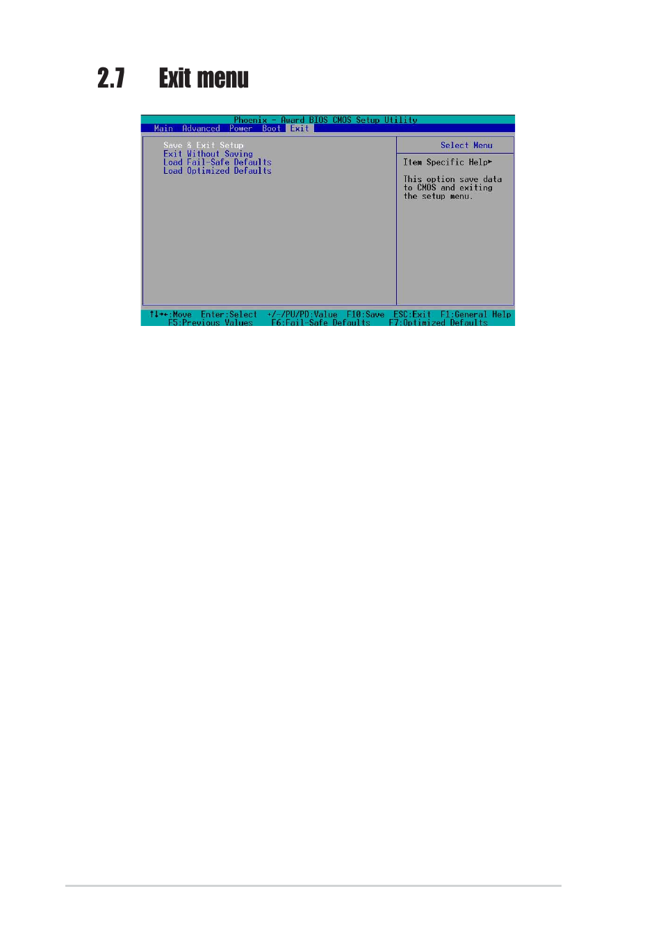 7 exit menu | Asus P4GE-MX User Manual | Page 56 / 62