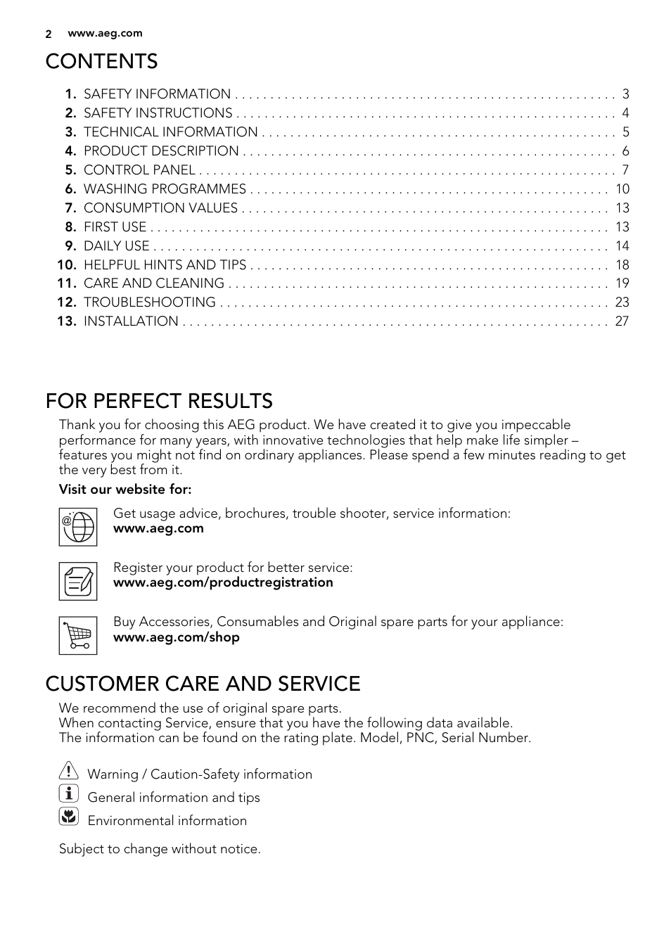 AEG L61270BI User Manual | Page 2 / 72