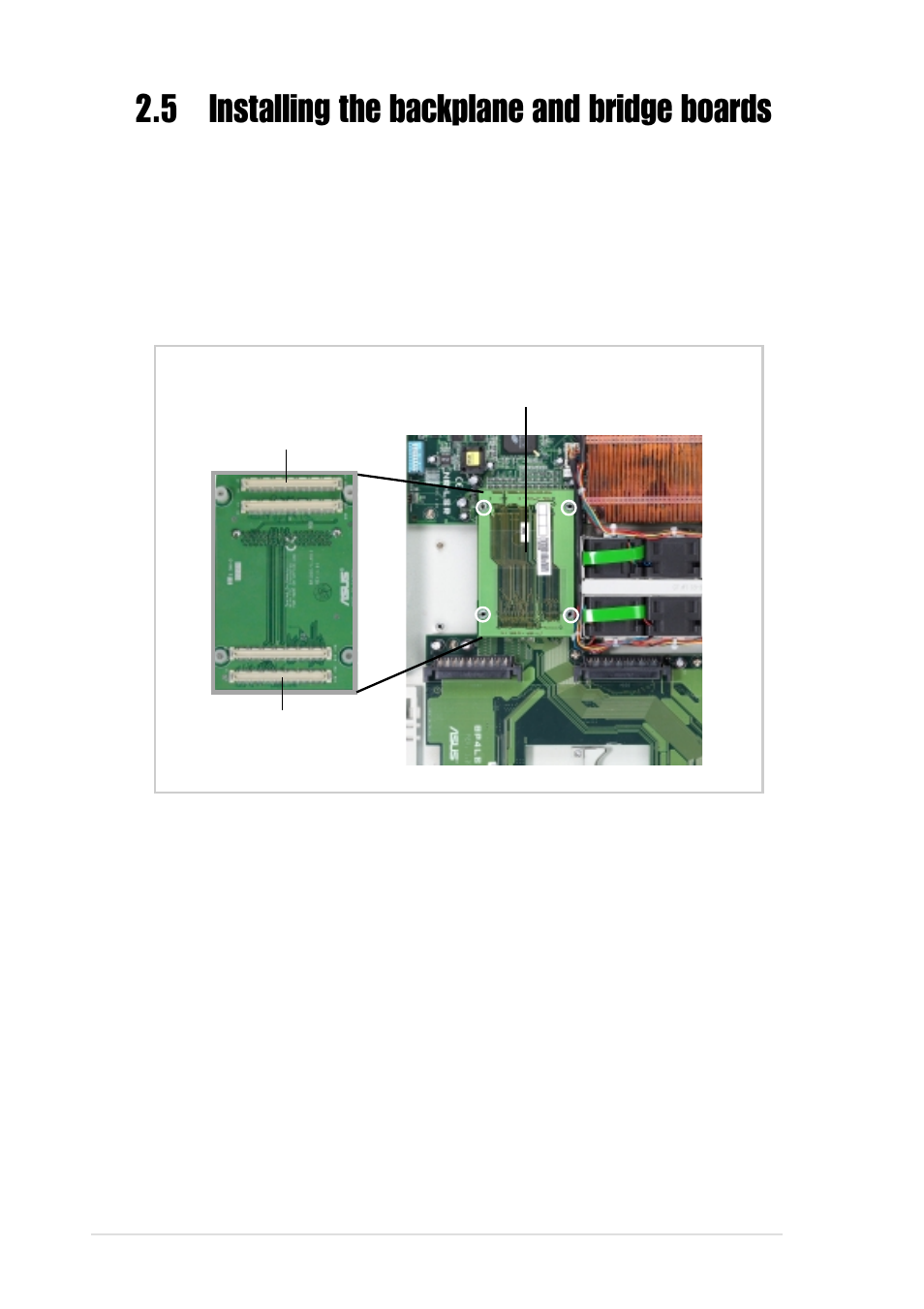 5 installing the backplane and bridge boards, 1 bridge board (bridge-ar12), 2 bridge board (bridge/s-ar12) | Asus AP1600R User Manual | Page 26 / 48