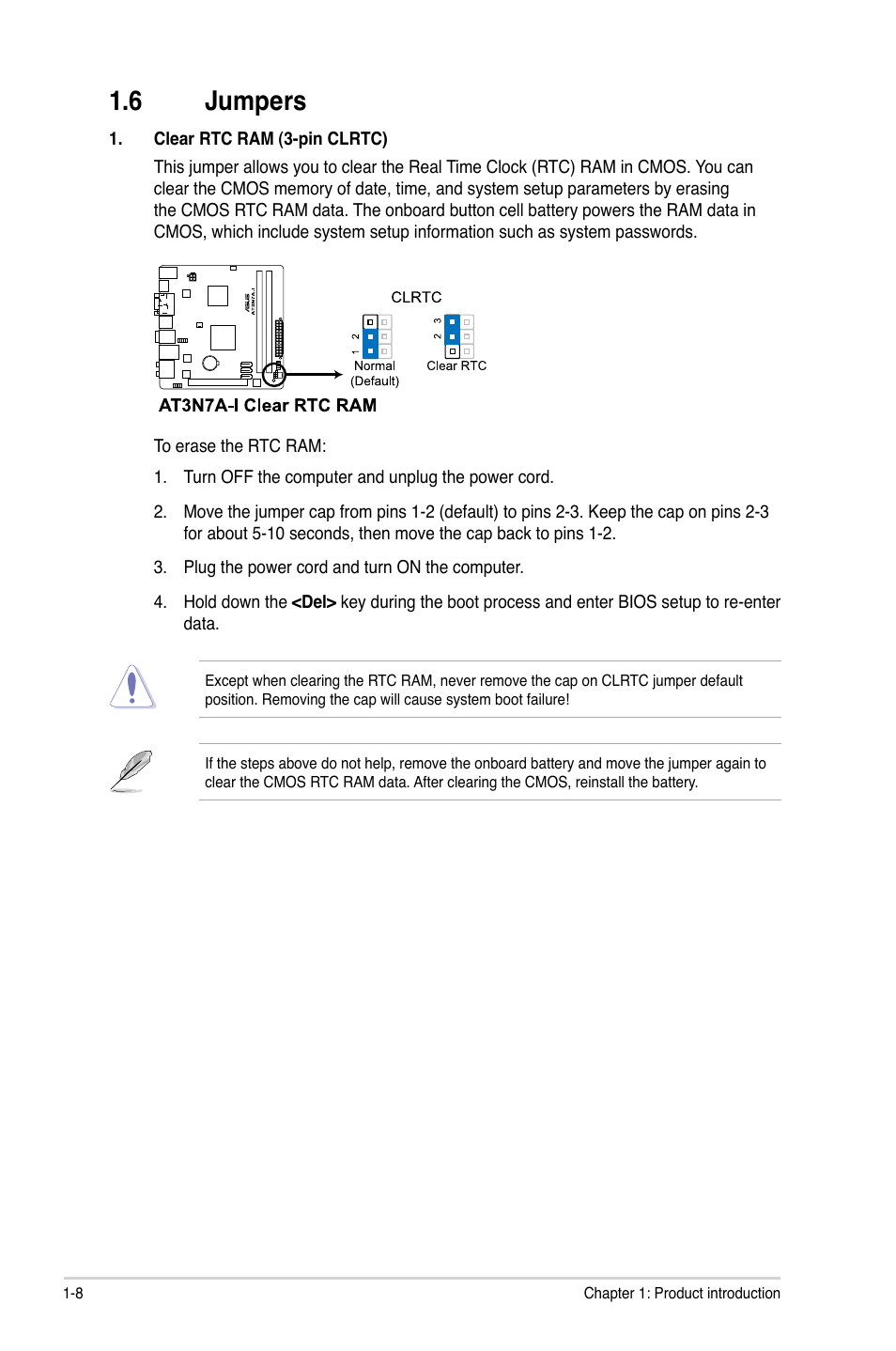 6 jumpers, Jumpers -8 | Asus AT3N7A-I User Manual | Page 17 / 40