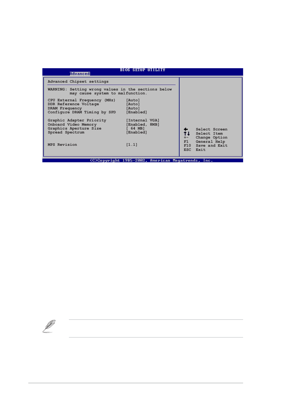 3 chipset, Cpu external frequency [auto, Ddr reference voltage [auto | Dram frequency [auto, Configure dram timing by spd [enabled, 16 chapter 2: bios information | Asus P4P800-MX User Manual | Page 54 / 72