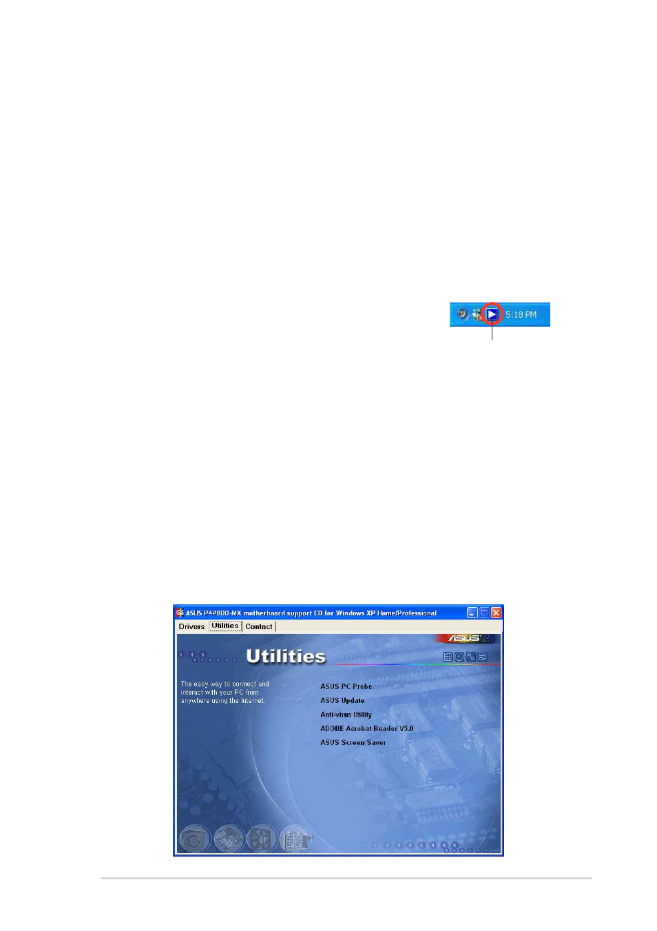 2 drivers menu, 3 utilities menu | Asus P4P800-MX User Manual | Page 71 / 72