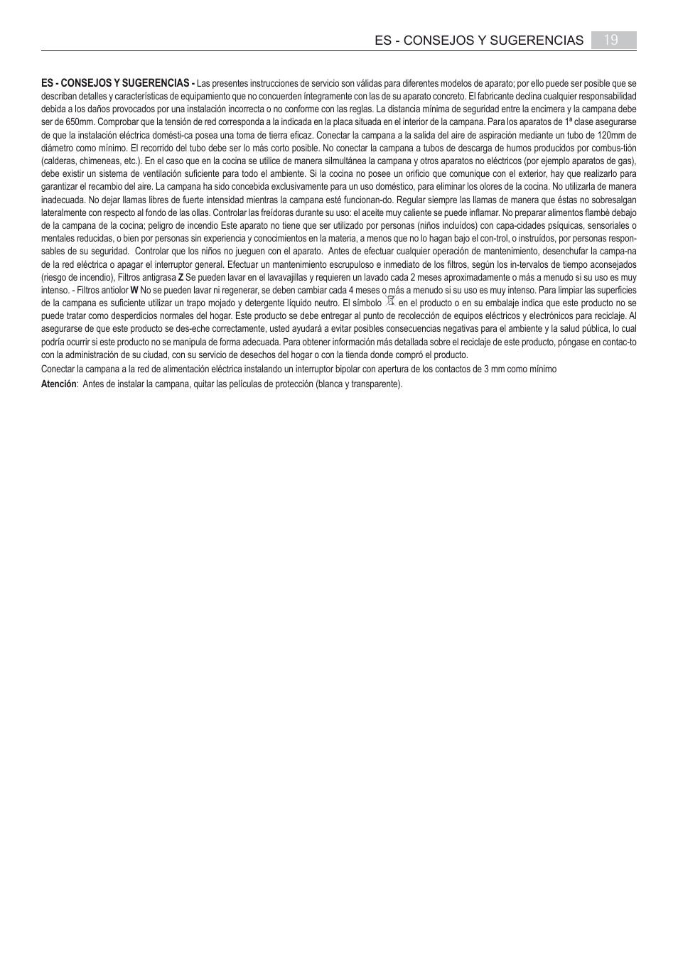 Es - consejos y sugerencias | AEG X66163MD10 User Manual | Page 19 / 80