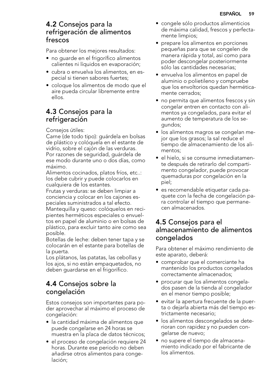 3 consejos para la refrigeración, 4 consejos sobre la congelación | AEG SCT71800S1 User Manual | Page 59 / 76