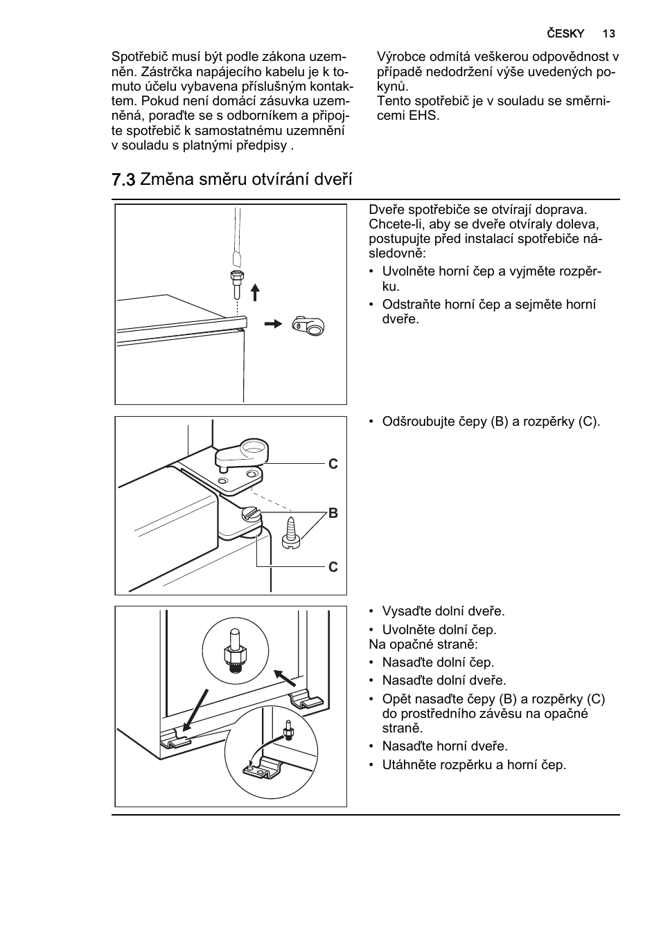 3 změna směru otvírání dveří | AEG SCS81800F0 User Manual | Page 13 / 84