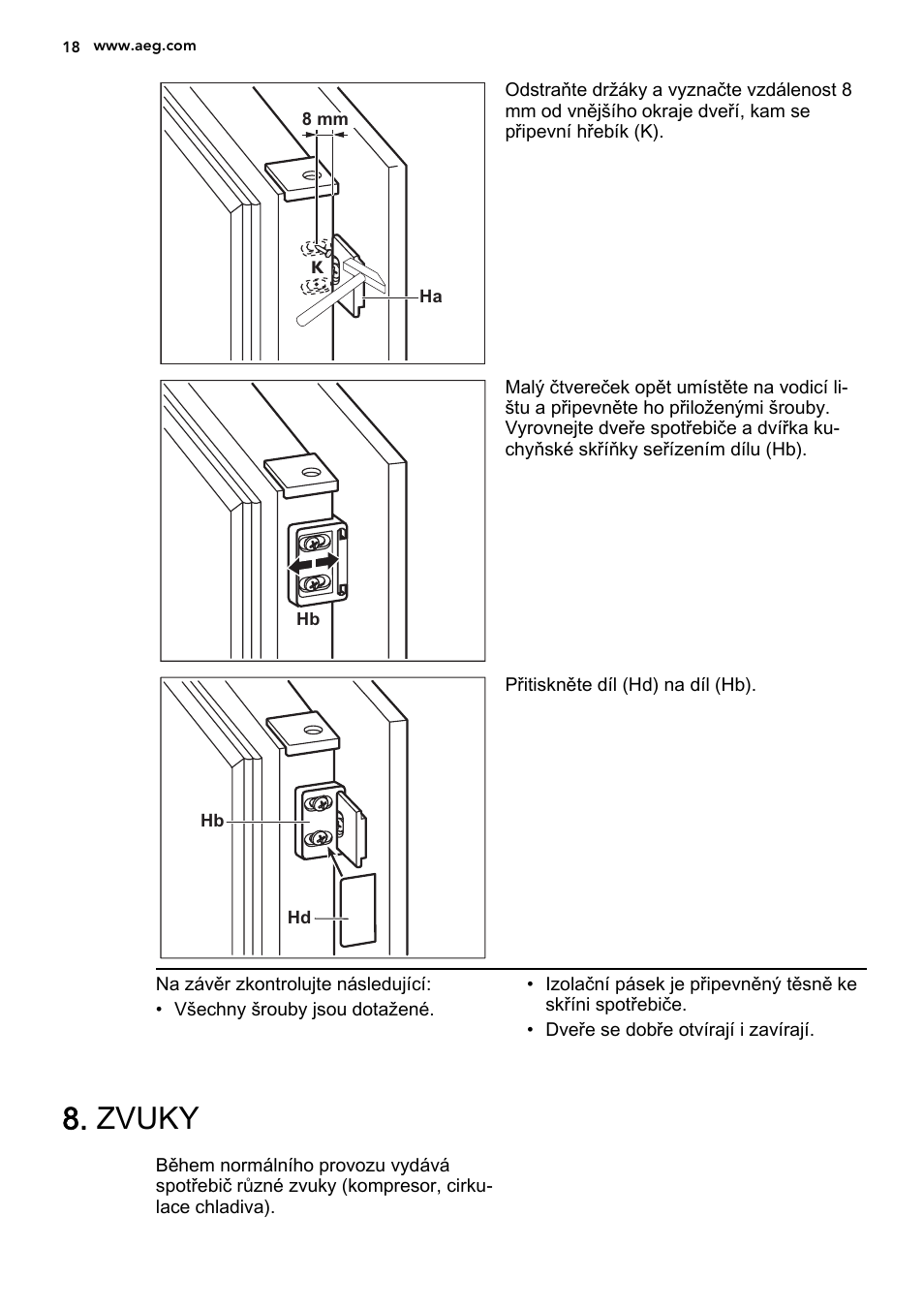 Zvuky | AEG SCS81800F0 User Manual | Page 18 / 84