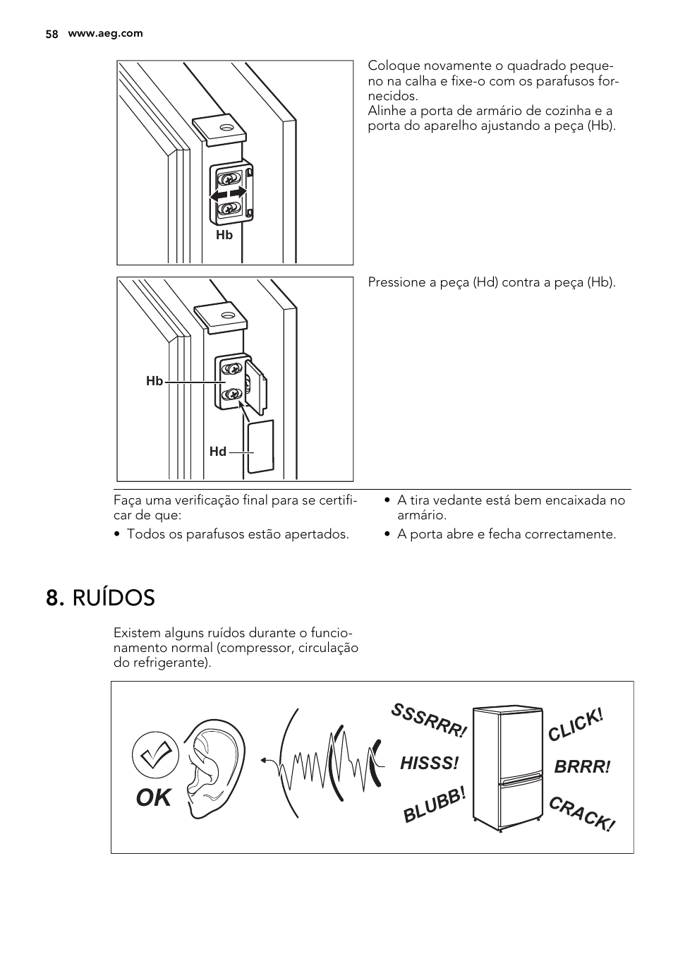 Ruídos | AEG SCS81800F0 User Manual | Page 58 / 84