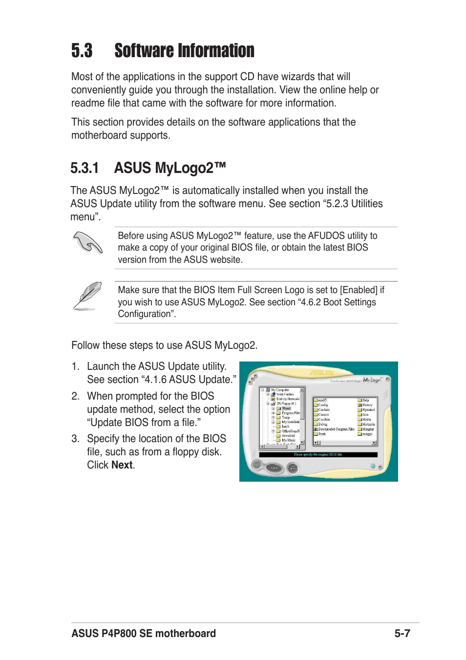 3 software information, 1 asus mylogo2 | Asus P4P800 SE User Manual | Page 109 / 125