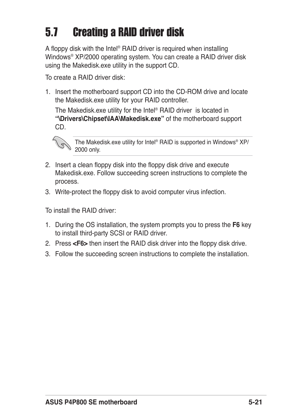 7 creating a raid driver disk | Asus P4P800 SE User Manual | Page 123 / 125