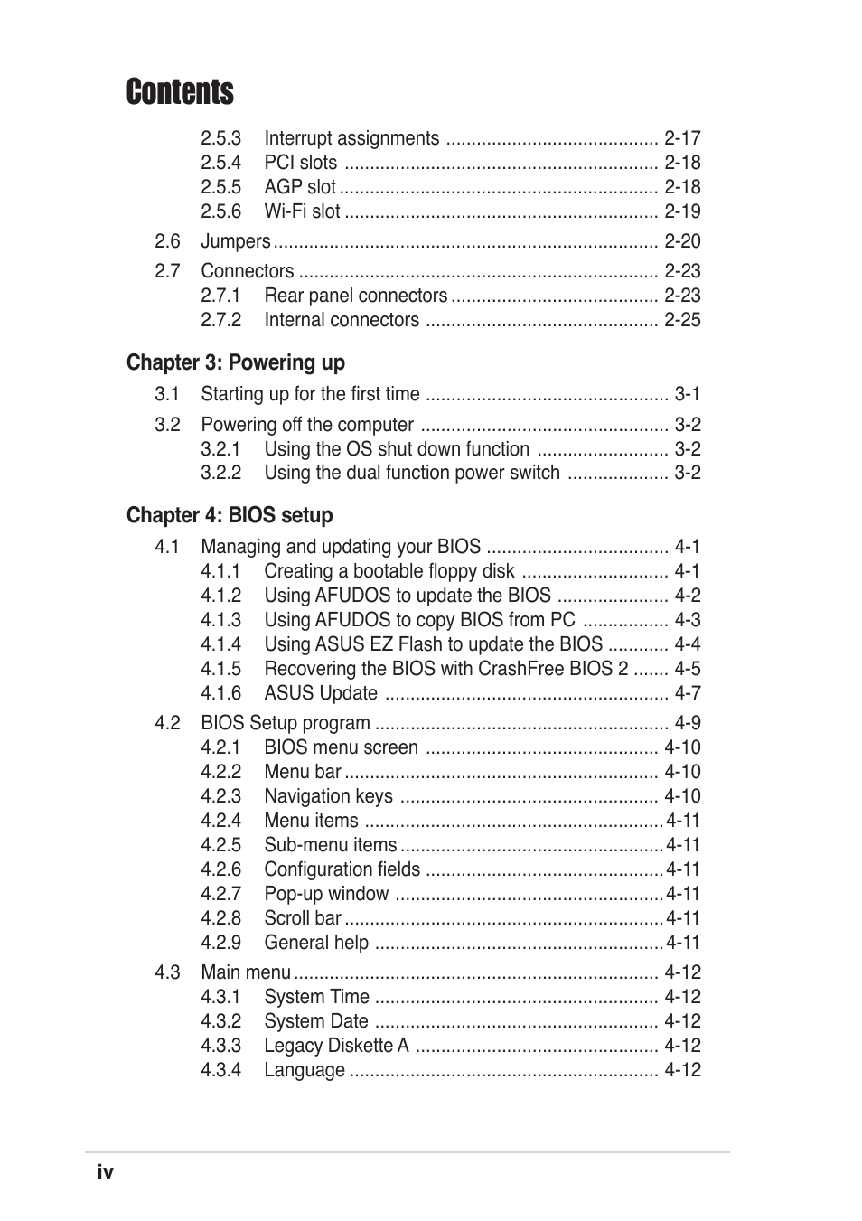 Asus P4P800 SE User Manual | Page 4 / 125