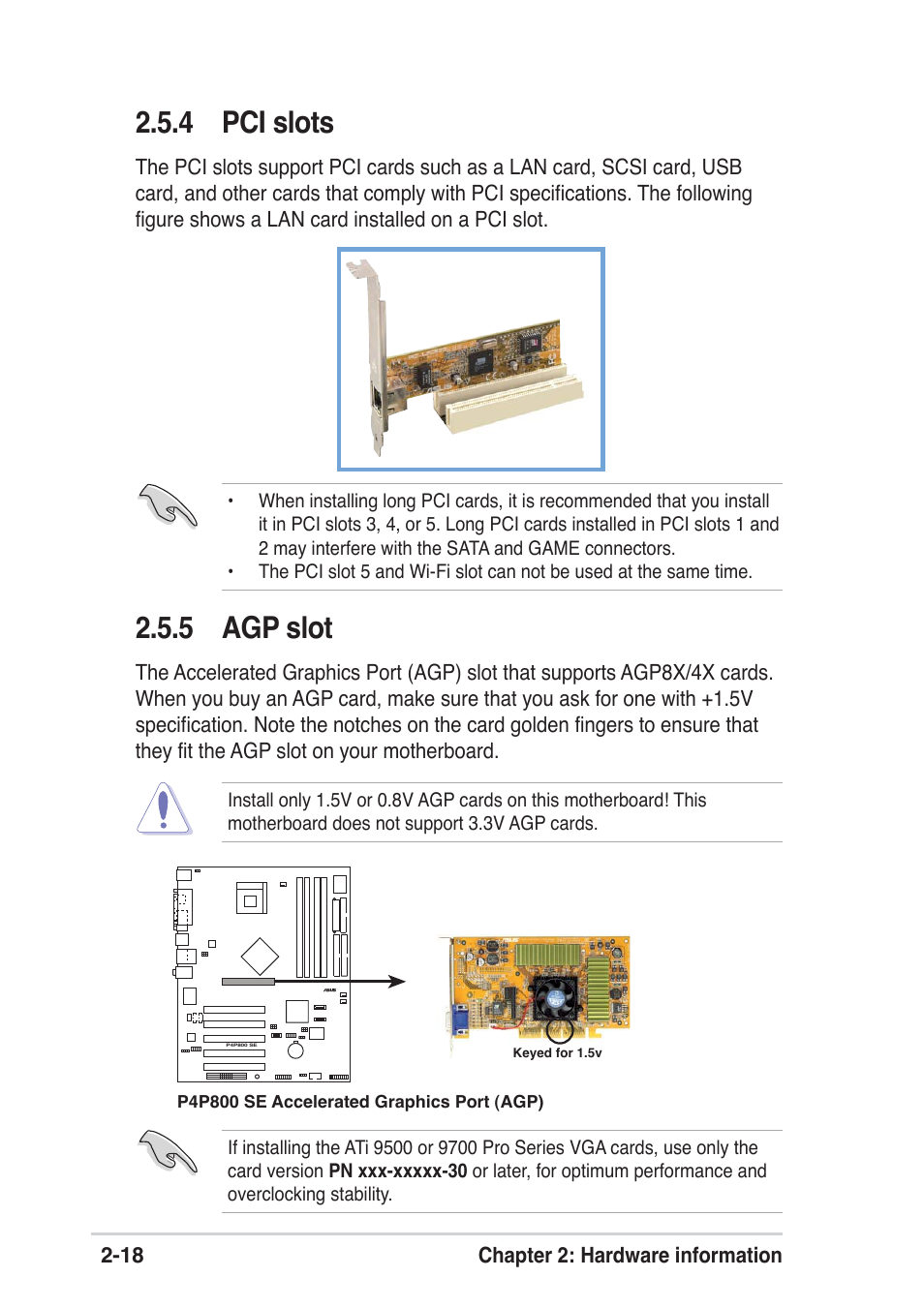 4 pci slots, 5 agp slot | Asus P4P800 SE User Manual | Page 40 / 125