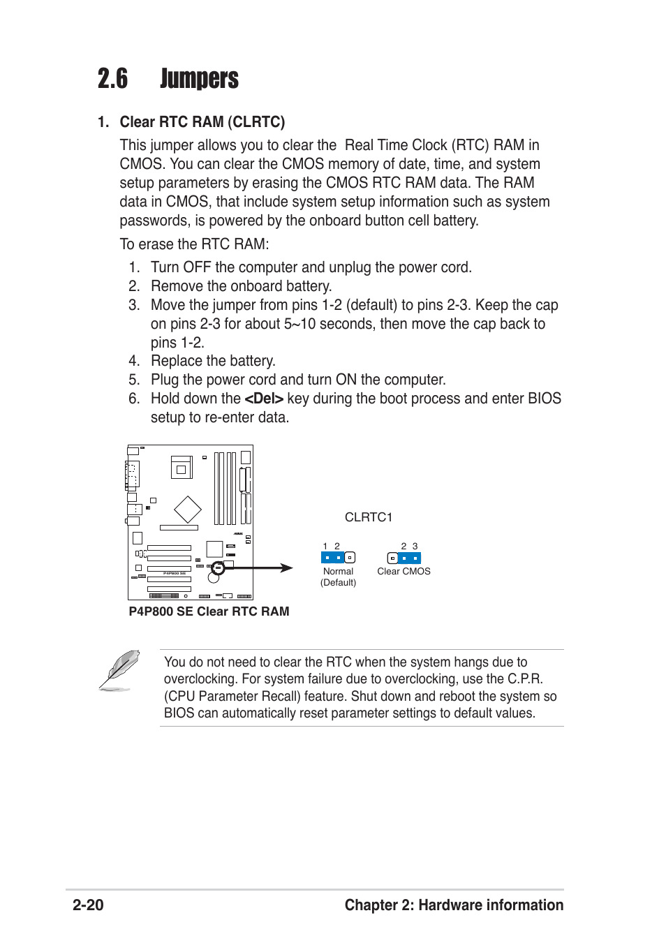 6 jumpers | Asus P4P800 SE User Manual | Page 42 / 125