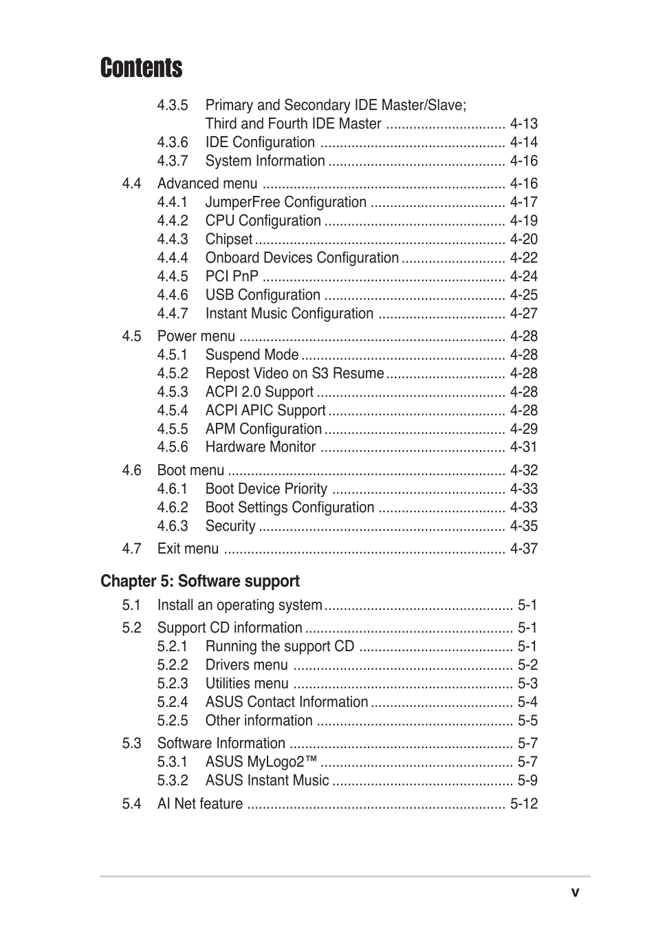 Asus P4P800 SE User Manual | Page 5 / 125