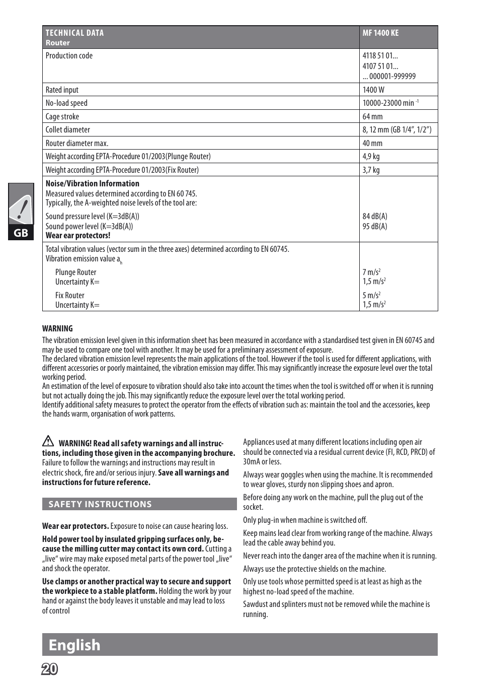 English | AEG MF 1400 KE User Manual | Page 22 / 76