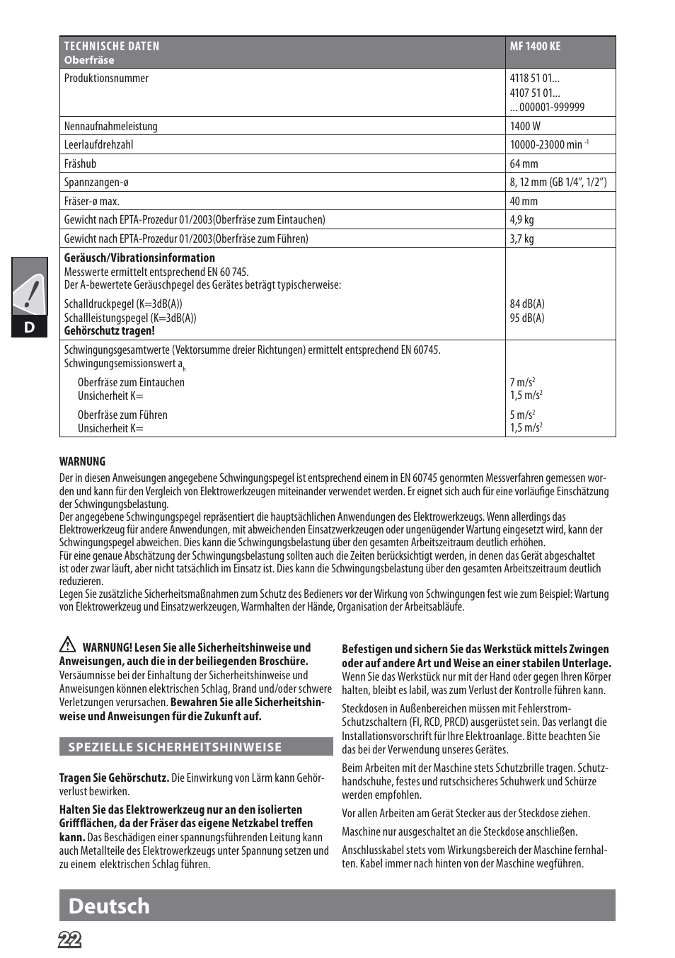Deutsch | AEG MF 1400 KE User Manual | Page 24 / 76