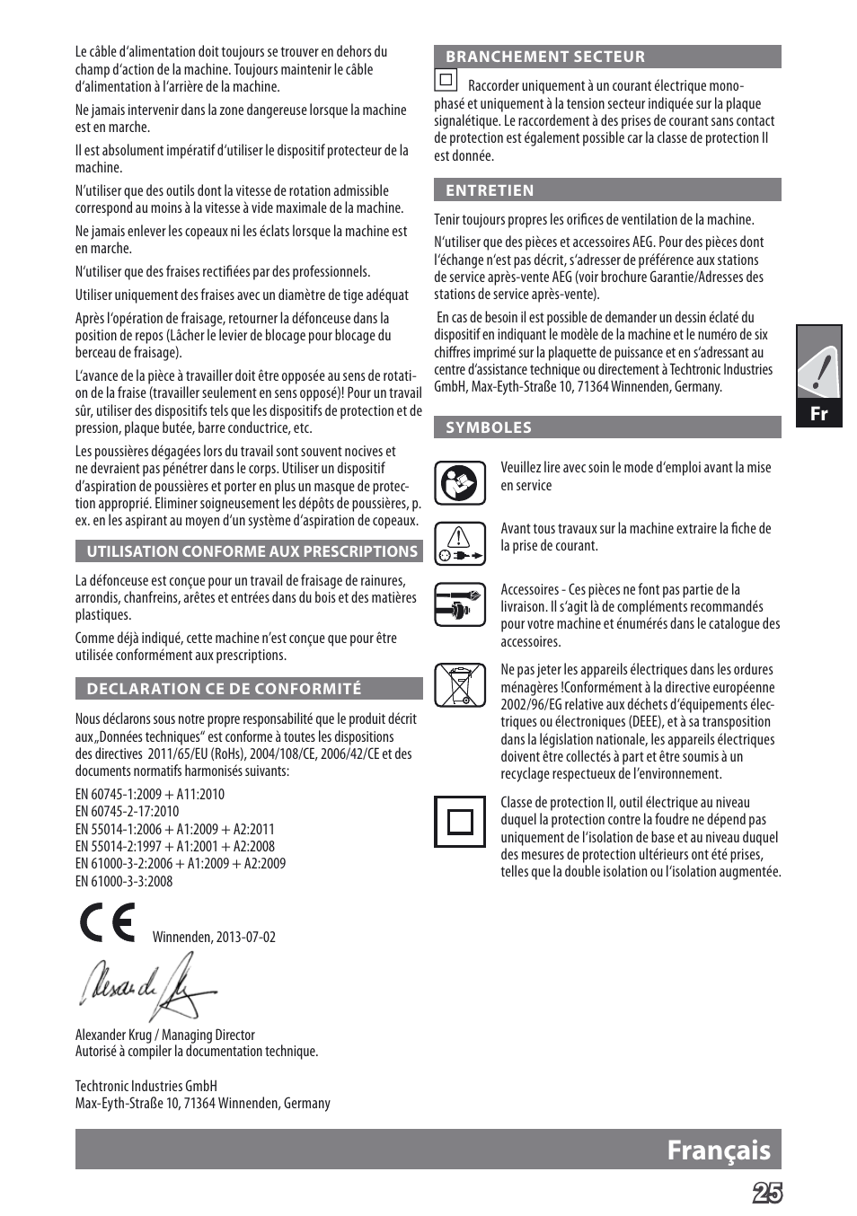 Français | AEG MF 1400 KE User Manual | Page 27 / 76