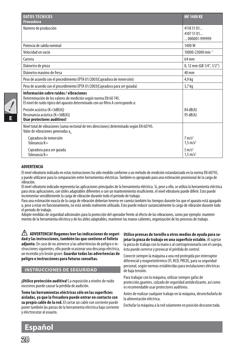 Español | AEG MF 1400 KE User Manual | Page 30 / 76