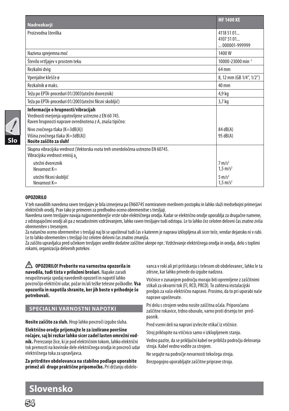 Slovensko | AEG MF 1400 KE User Manual | Page 56 / 76
