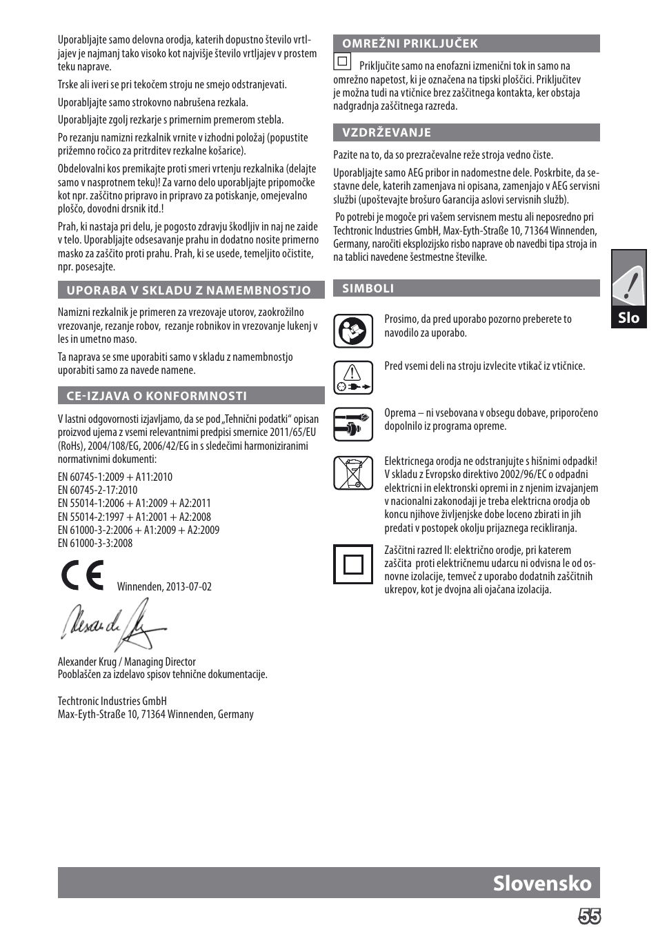 Slovensko | AEG MF 1400 KE User Manual | Page 57 / 76