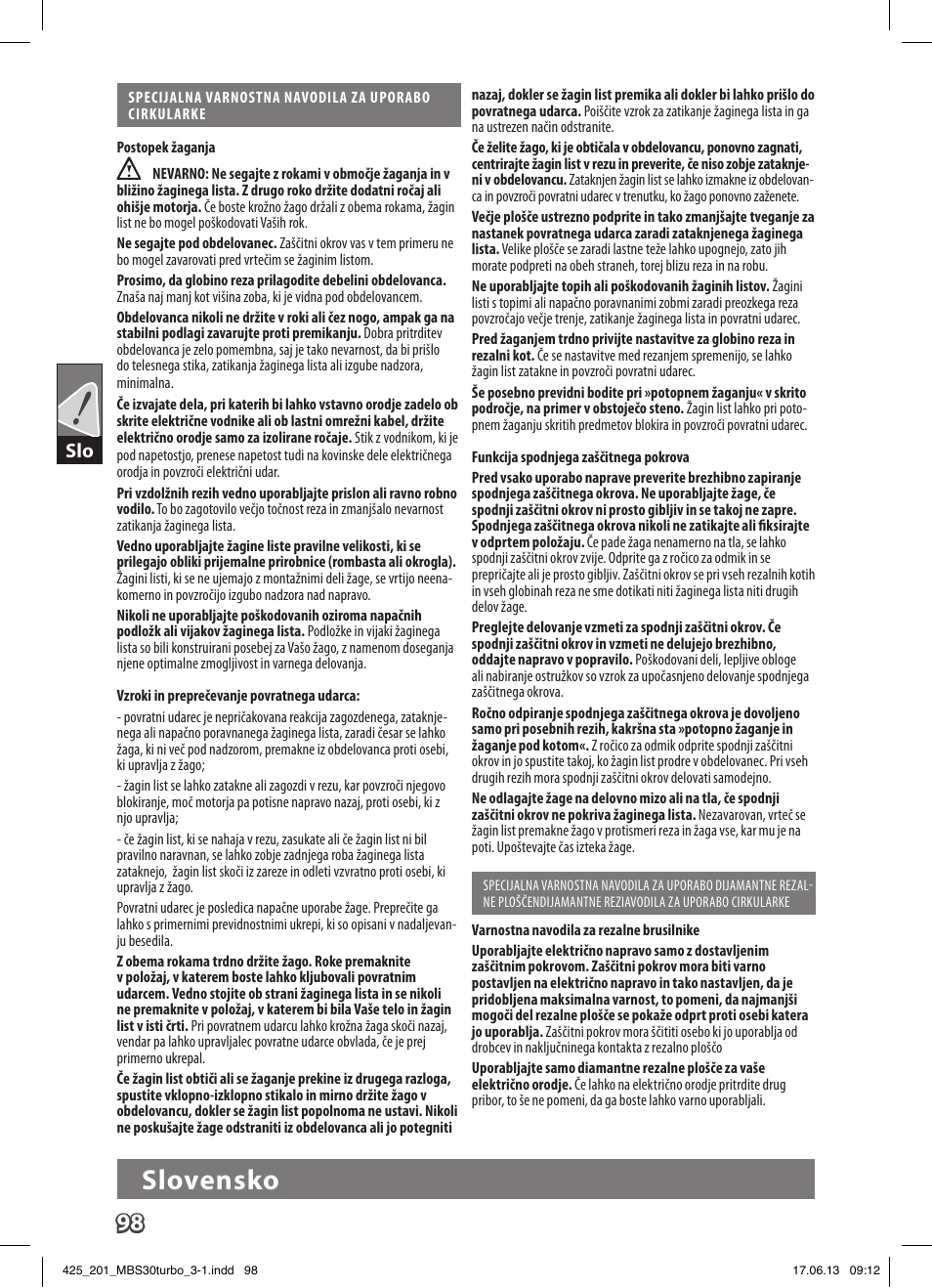 Slovensko | AEG MBS 30 Turbo User Manual | Page 104 / 148