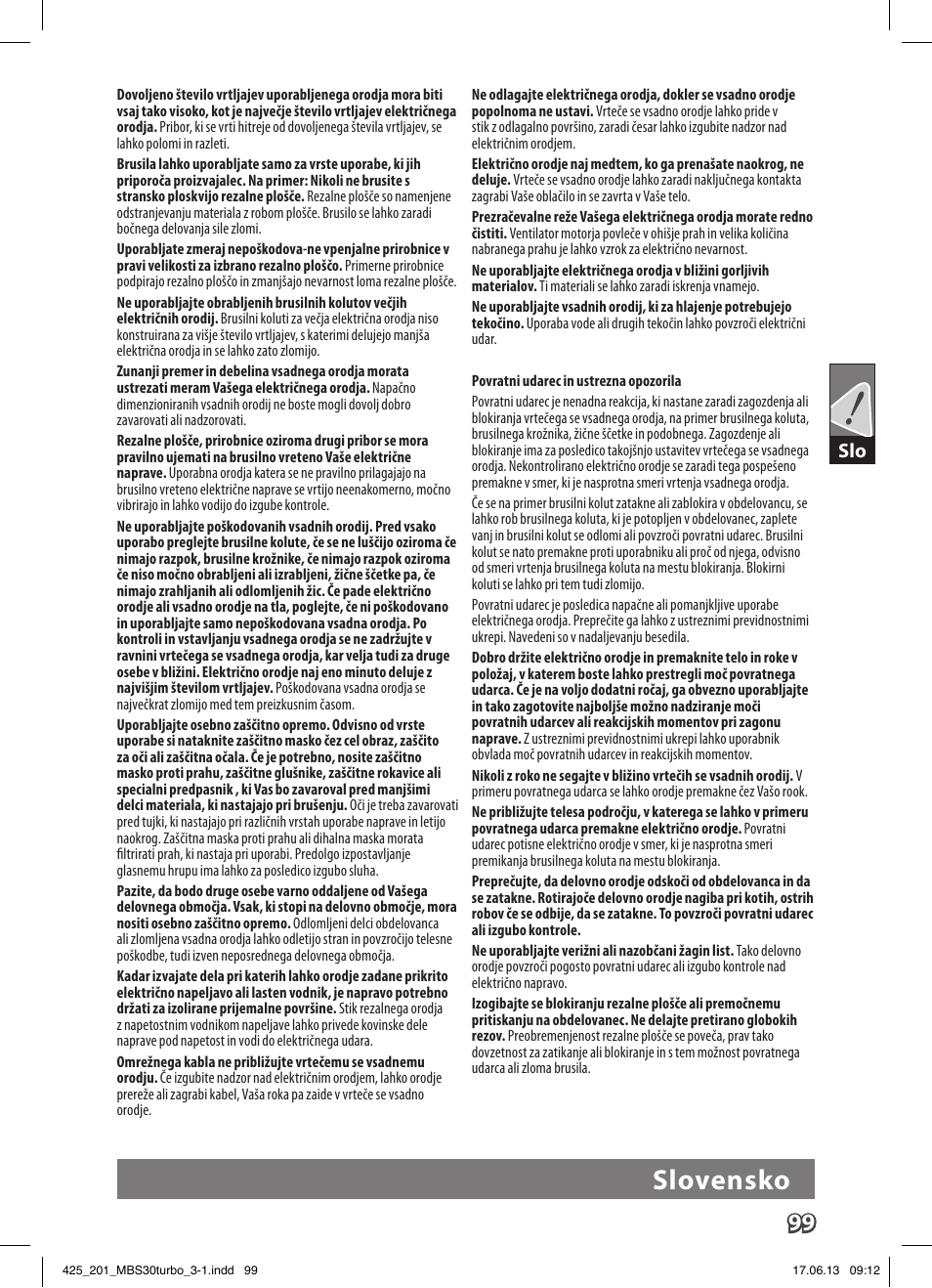 Slovensko | AEG MBS 30 Turbo User Manual | Page 105 / 148