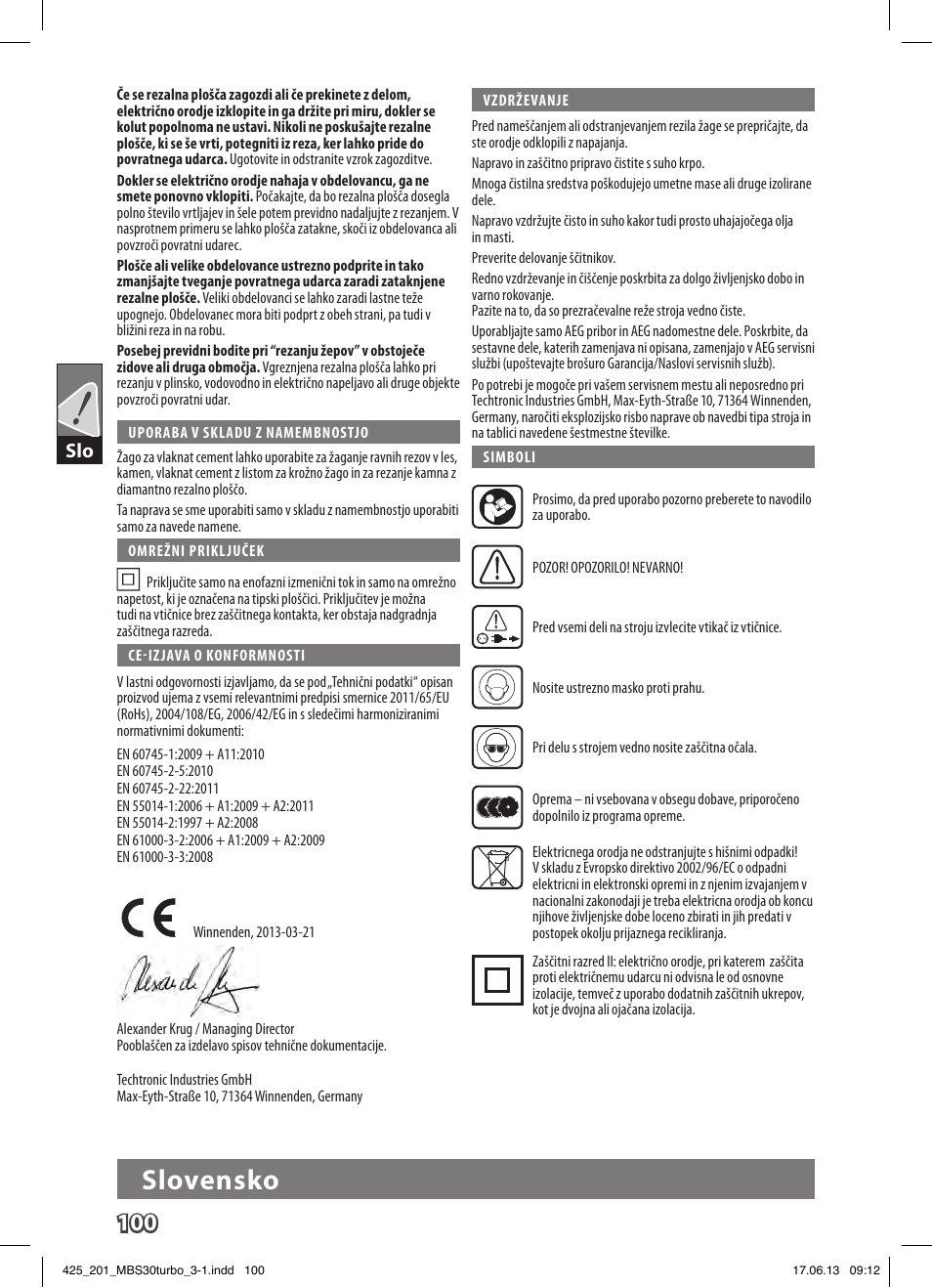 Slovensko | AEG MBS 30 Turbo User Manual | Page 106 / 148
