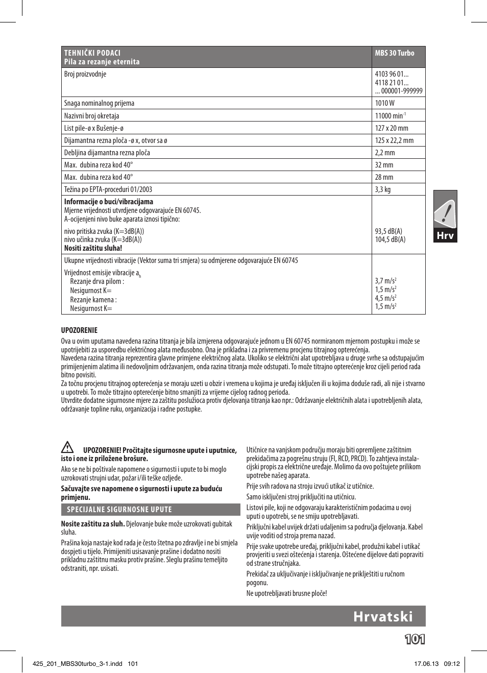 Hrvatski | AEG MBS 30 Turbo User Manual | Page 107 / 148