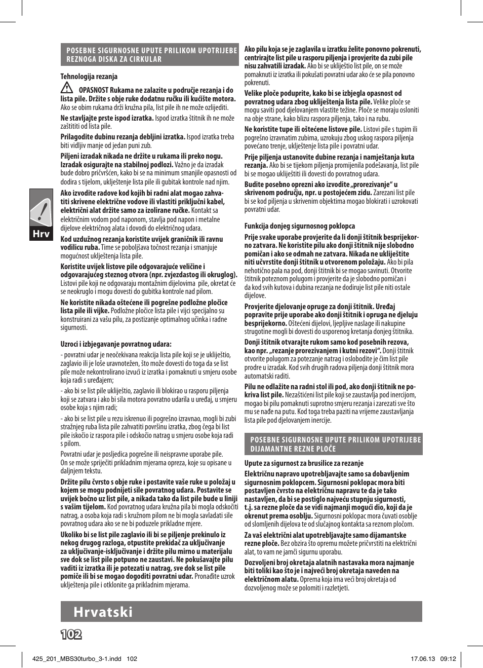 Hrvatski | AEG MBS 30 Turbo User Manual | Page 108 / 148