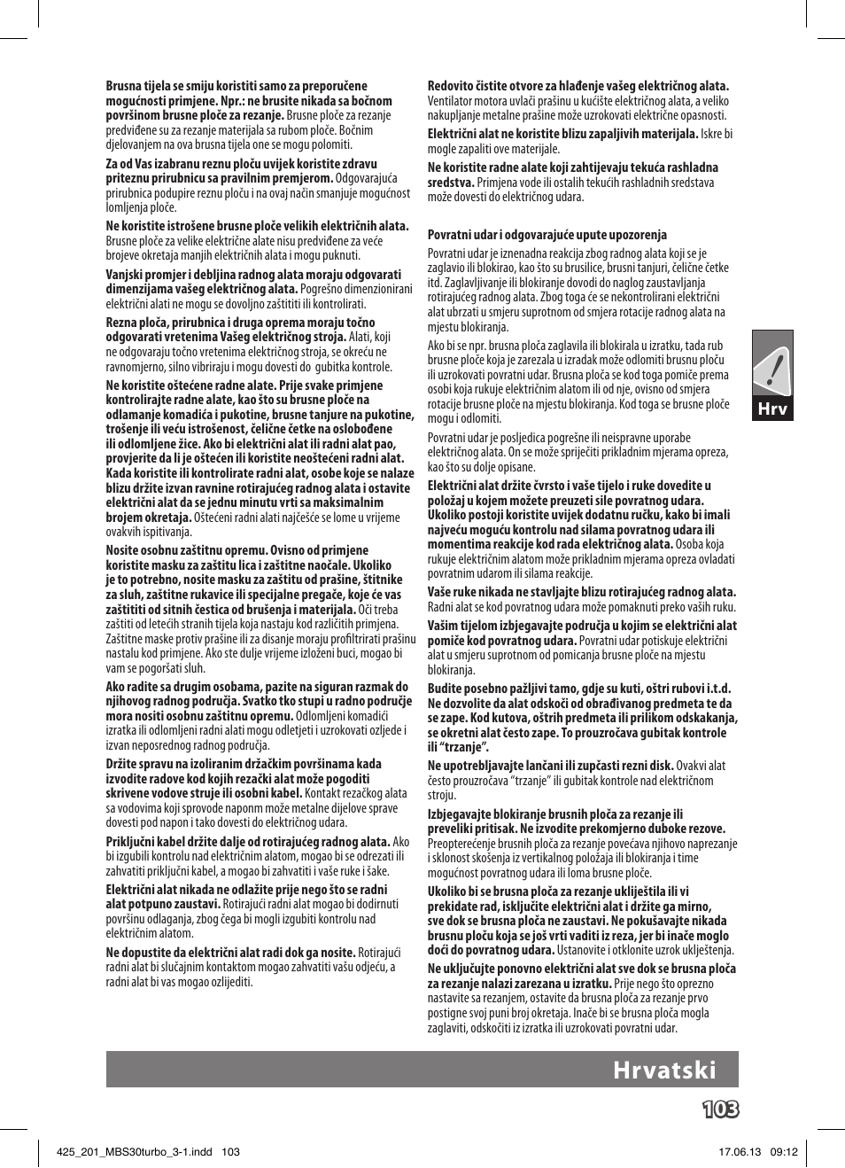 Hrvatski | AEG MBS 30 Turbo User Manual | Page 109 / 148