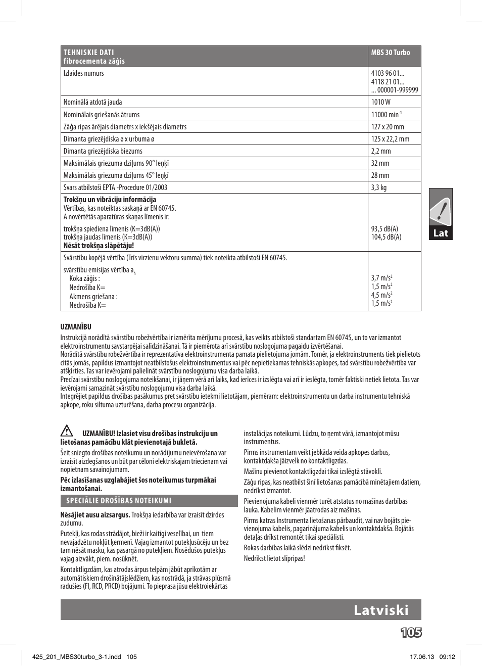Latviski | AEG MBS 30 Turbo User Manual | Page 111 / 148