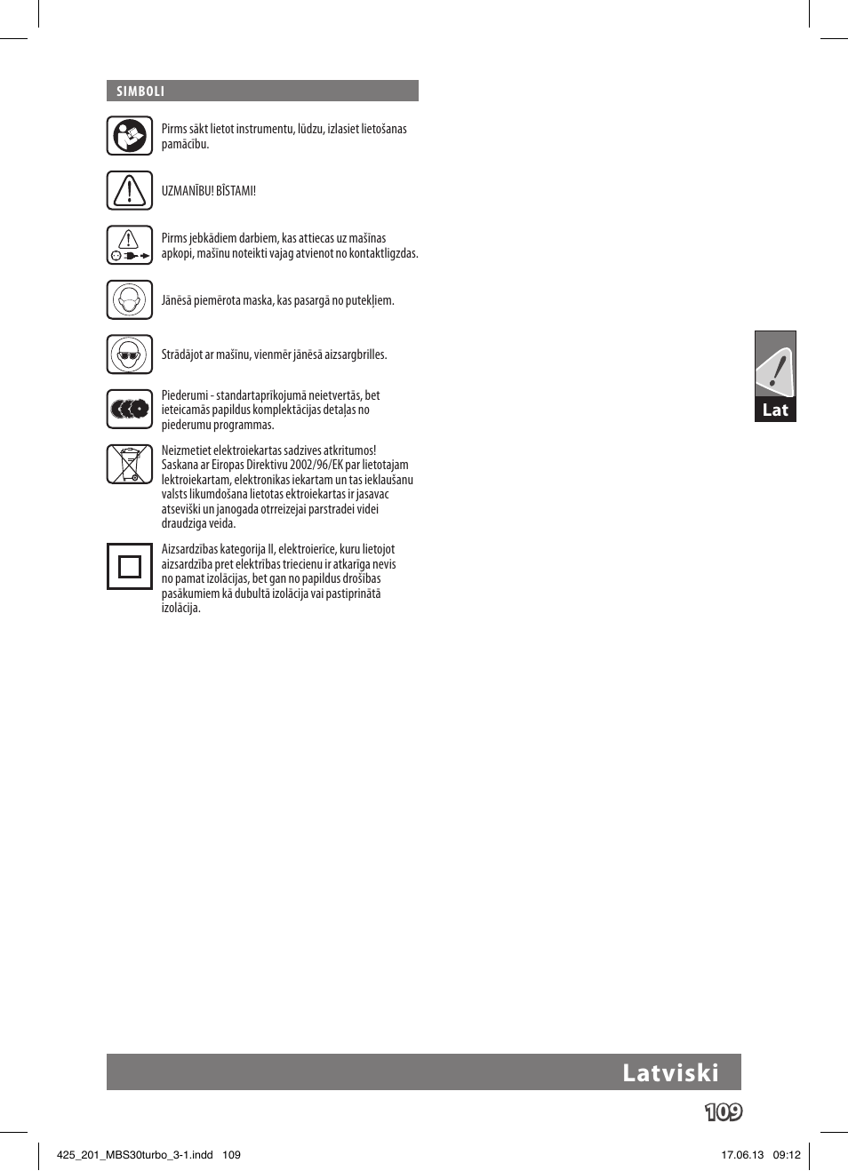 Latviski | AEG MBS 30 Turbo User Manual | Page 115 / 148