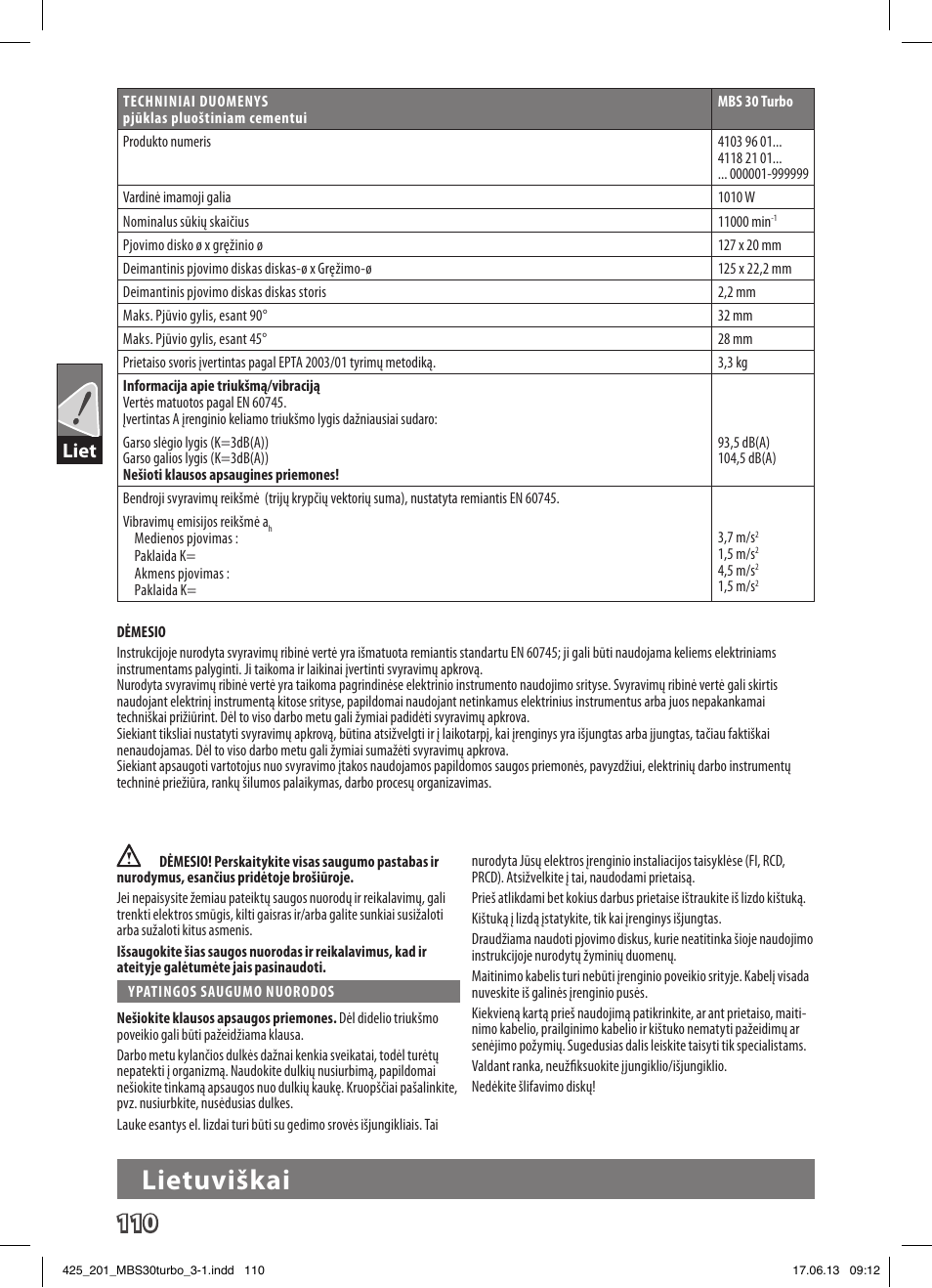 Lietuviškai, Liet | AEG MBS 30 Turbo User Manual | Page 116 / 148