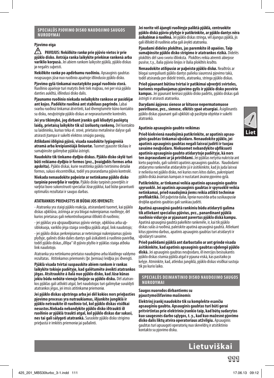 Lietuviškai, Liet | AEG MBS 30 Turbo User Manual | Page 117 / 148