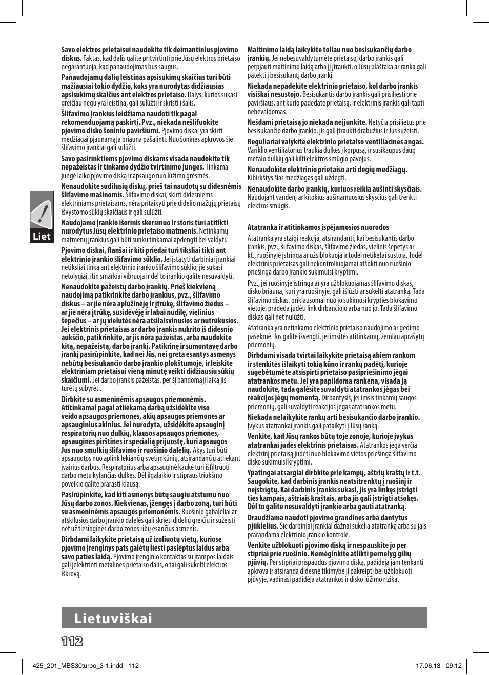 Lietuviškai, Liet | AEG MBS 30 Turbo User Manual | Page 118 / 148