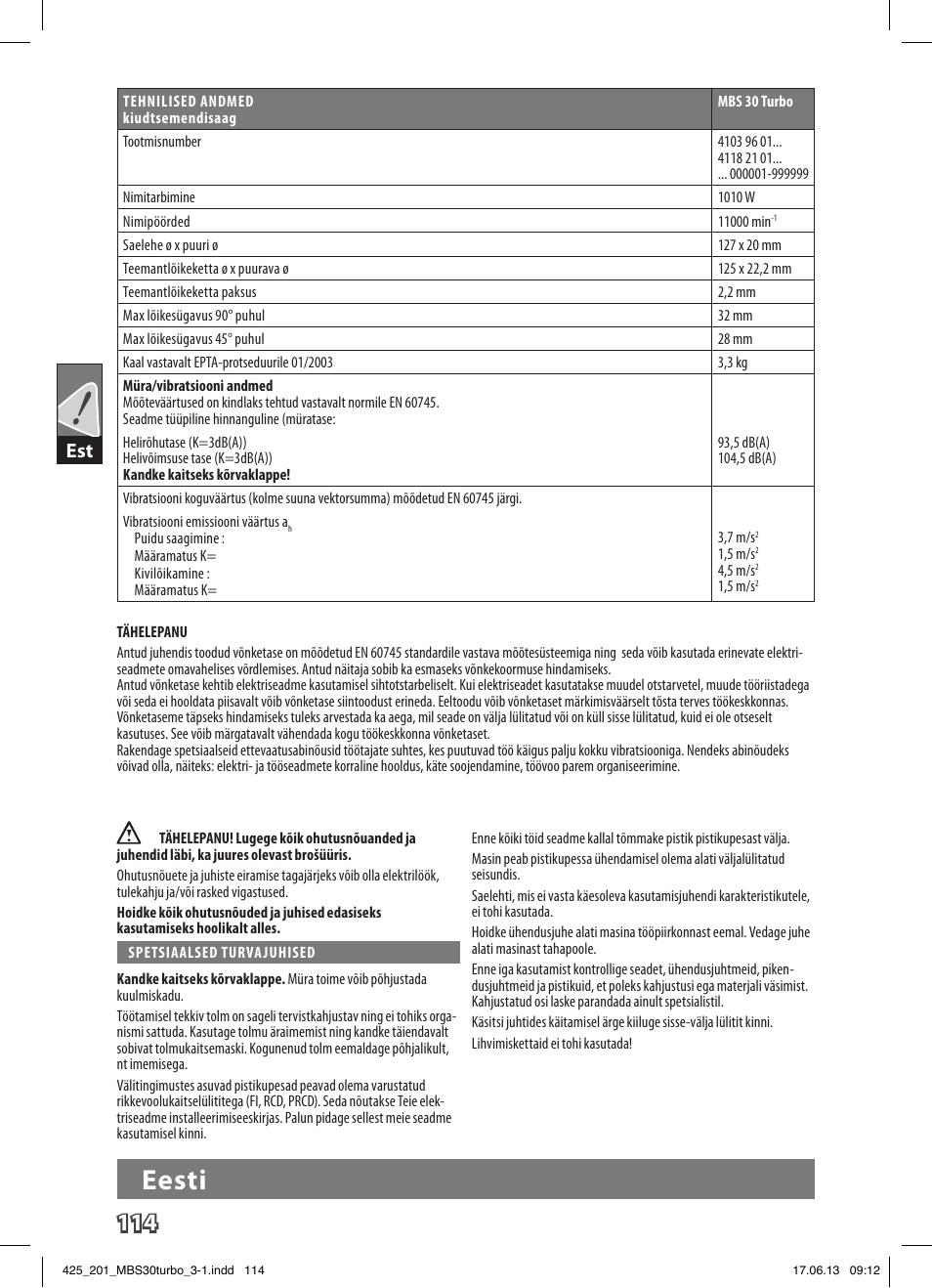 Eesti | AEG MBS 30 Turbo User Manual | Page 120 / 148