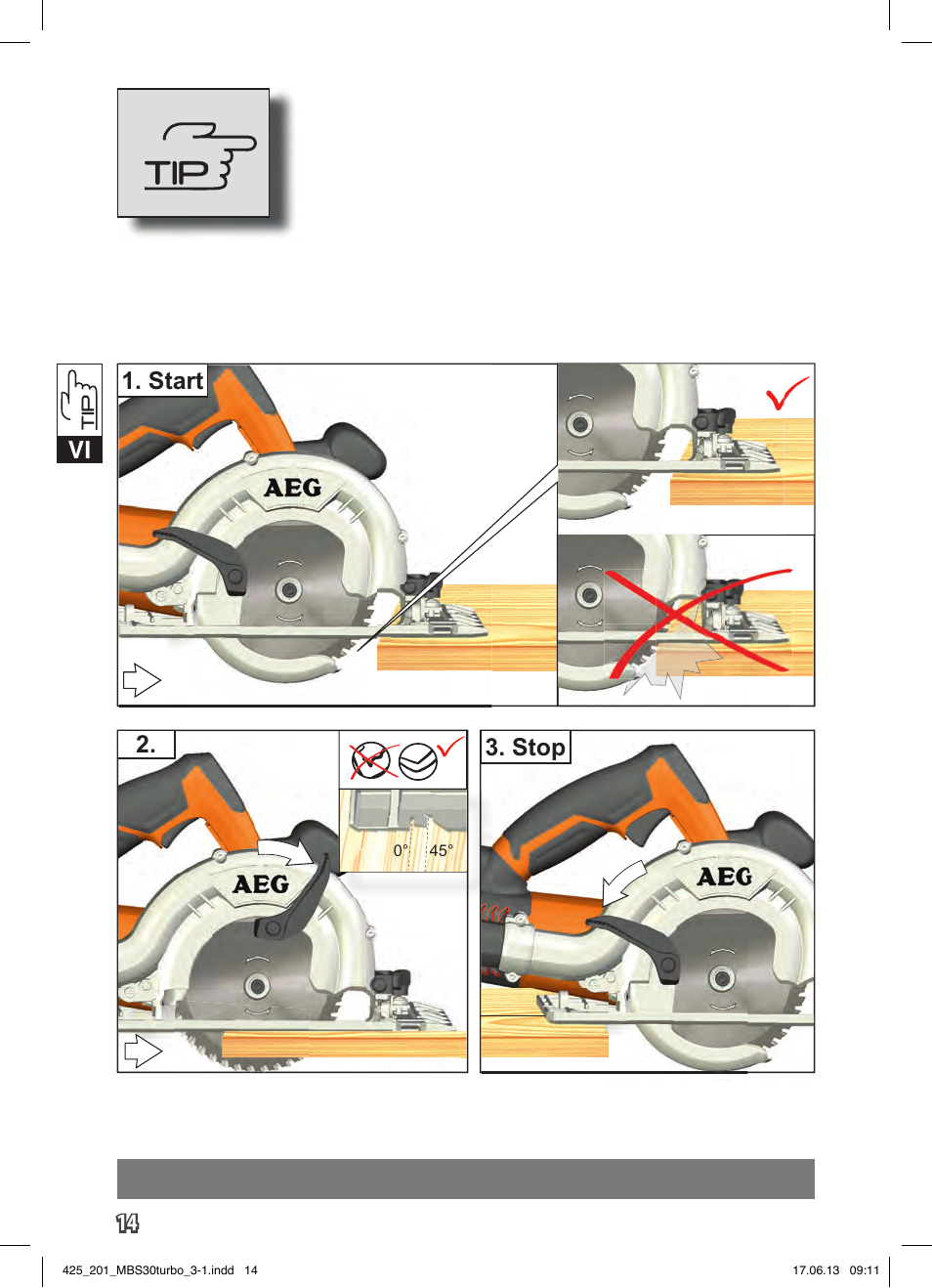 Vi 2. 3. stop 1. start | AEG MBS 30 Turbo User Manual | Page 20 / 148