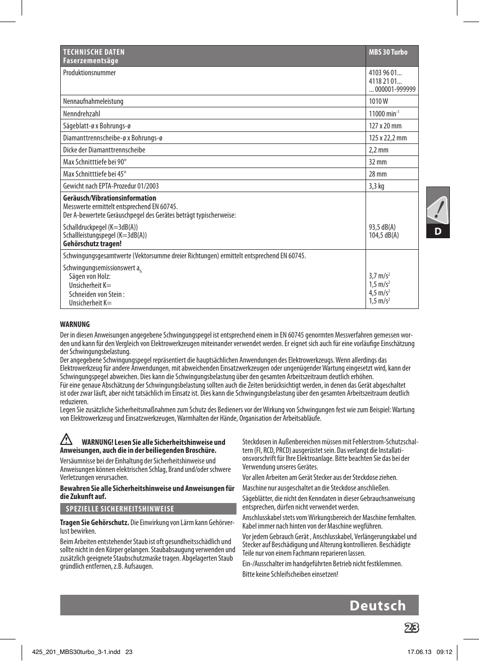 Deutsch | AEG MBS 30 Turbo User Manual | Page 29 / 148