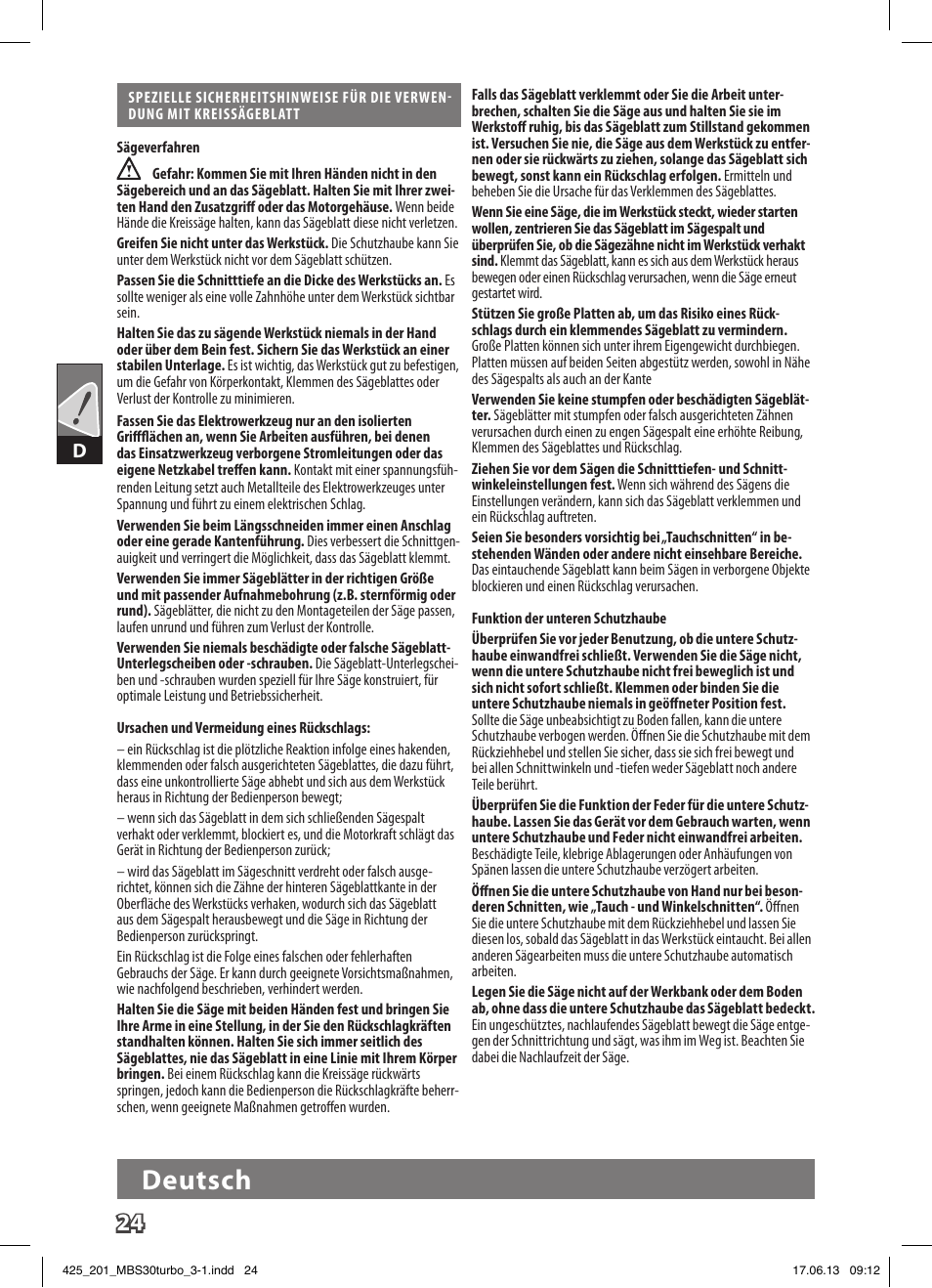 Deutsch | AEG MBS 30 Turbo User Manual | Page 30 / 148