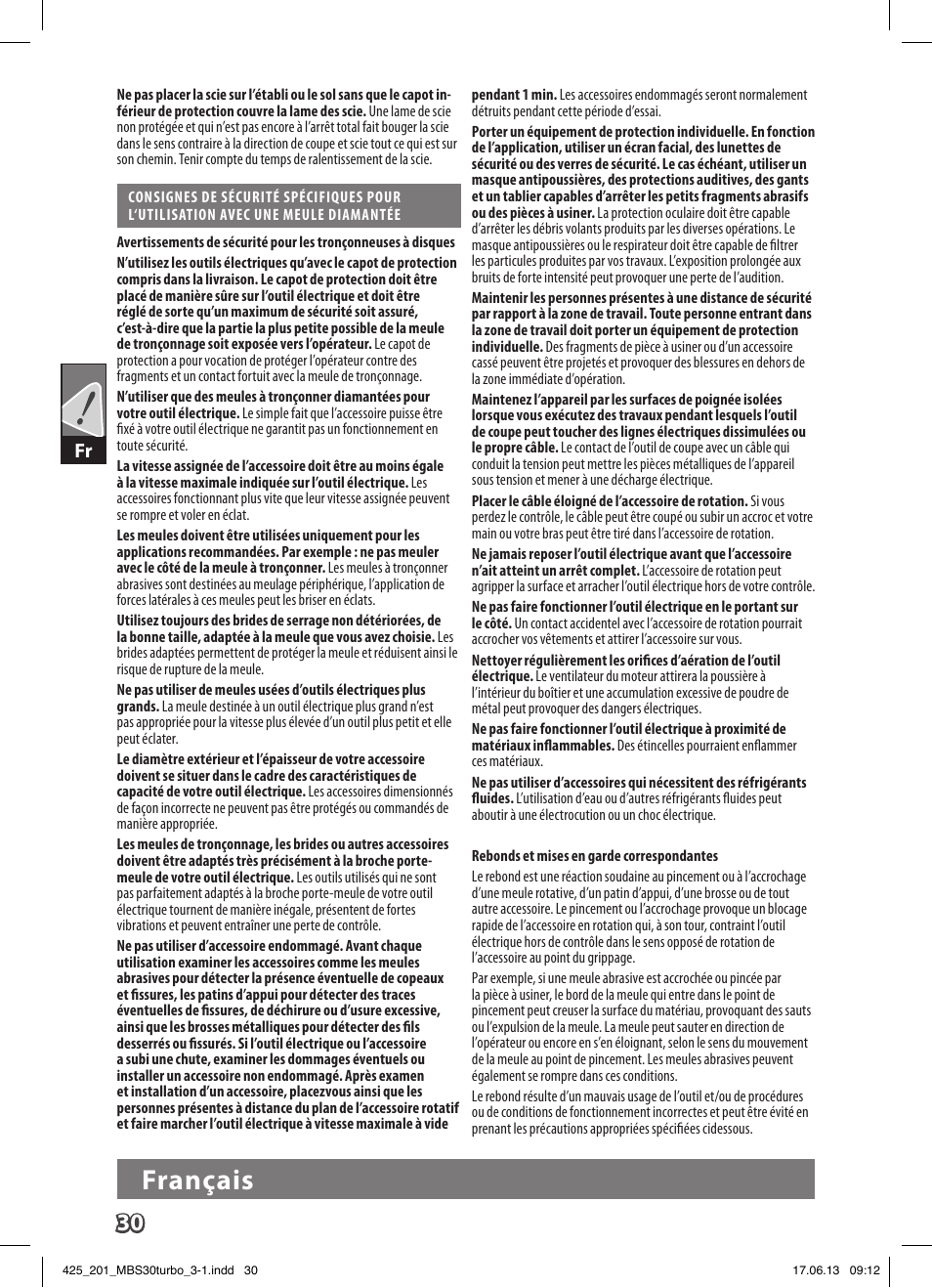 Français | AEG MBS 30 Turbo User Manual | Page 36 / 148