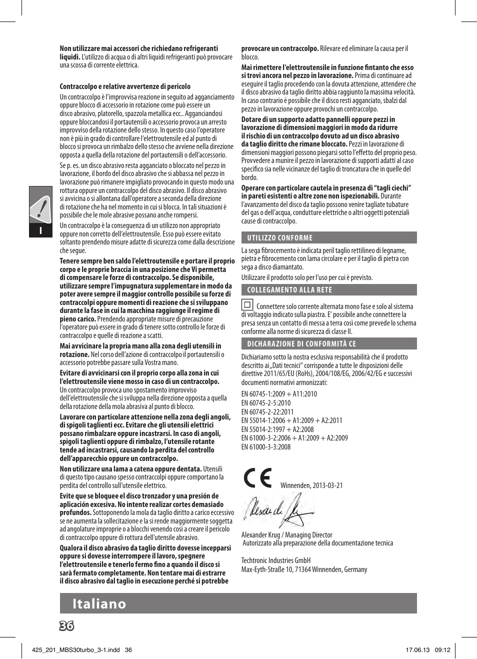 Italiano | AEG MBS 30 Turbo User Manual | Page 42 / 148