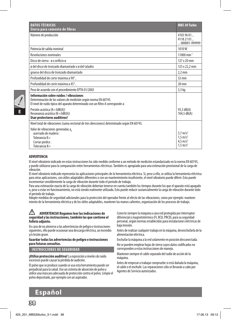 Español | AEG MBS 30 Turbo User Manual | Page 44 / 148