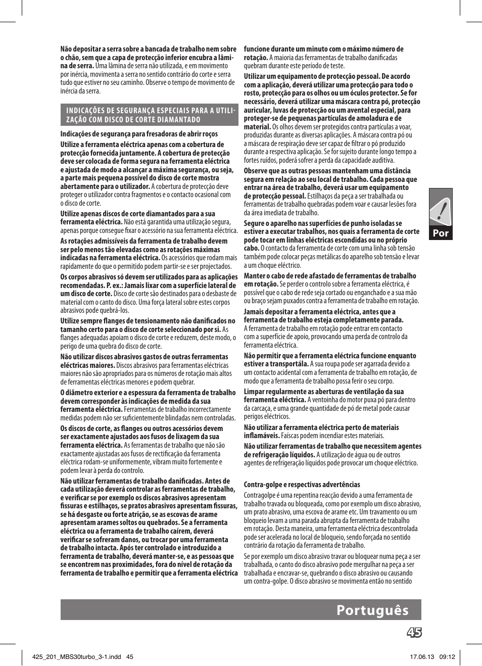 Português | AEG MBS 30 Turbo User Manual | Page 51 / 148