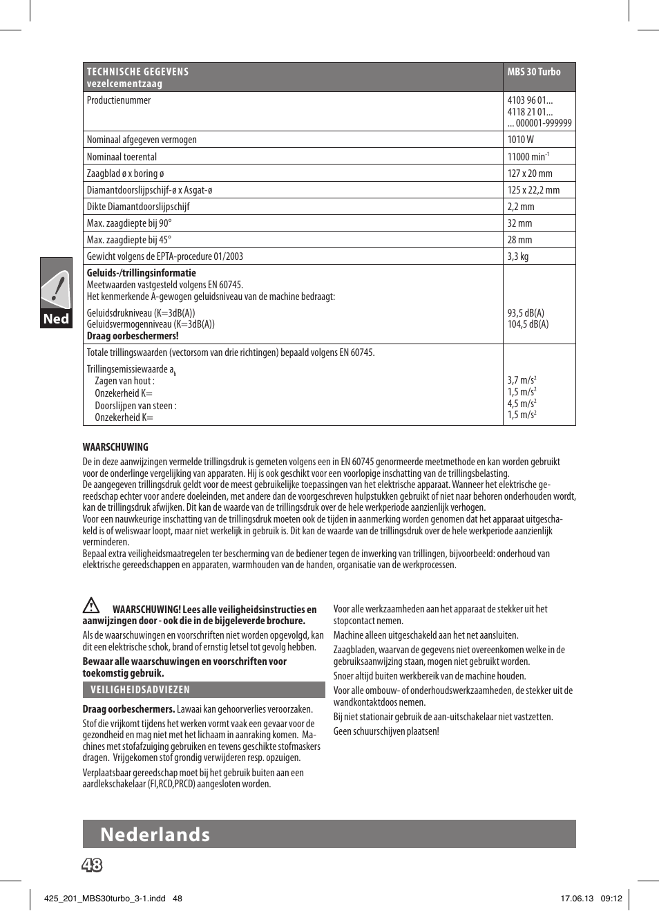 Nederlands | AEG MBS 30 Turbo User Manual | Page 54 / 148