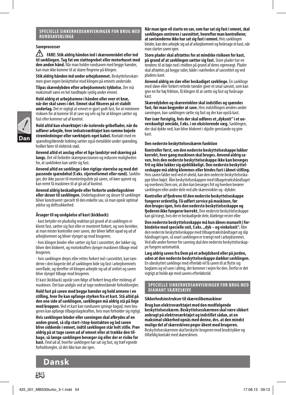 Dansk | AEG MBS 30 Turbo User Manual | Page 60 / 148