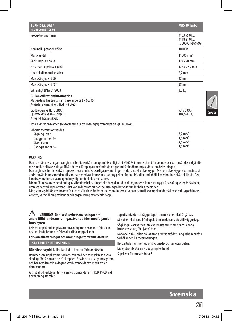 Svenska | AEG MBS 30 Turbo User Manual | Page 67 / 148